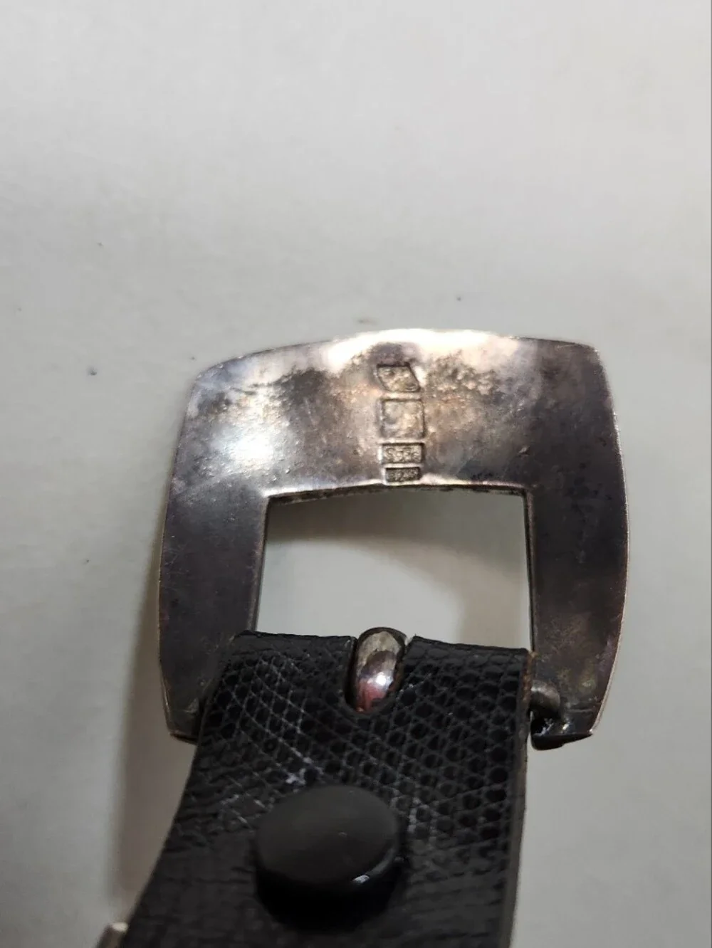 James Reid Mens |38| Black Genuine Lizard Sterling Silver Belt